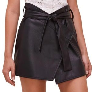 ASTR/Revolve Black Faux Leather Wrap Skirt